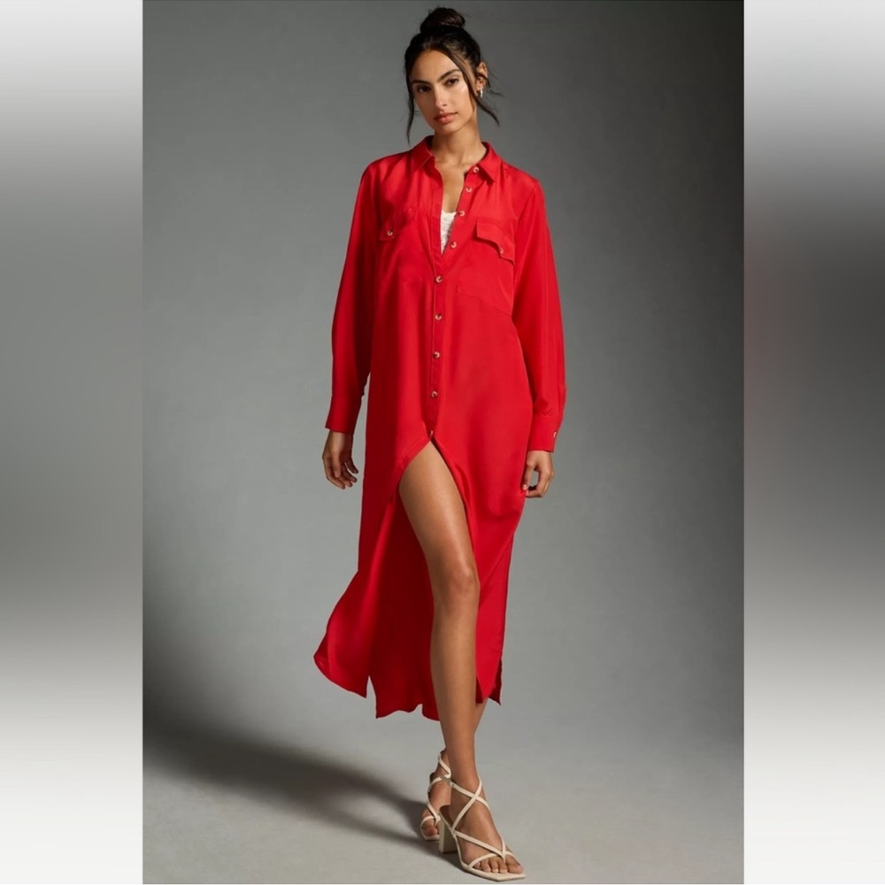 Anthropologie Vibrant Red Maxi Dress
